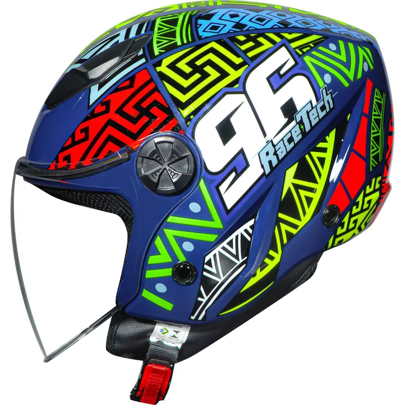 Capacete Race Tech Play Art - Azul/Laranja