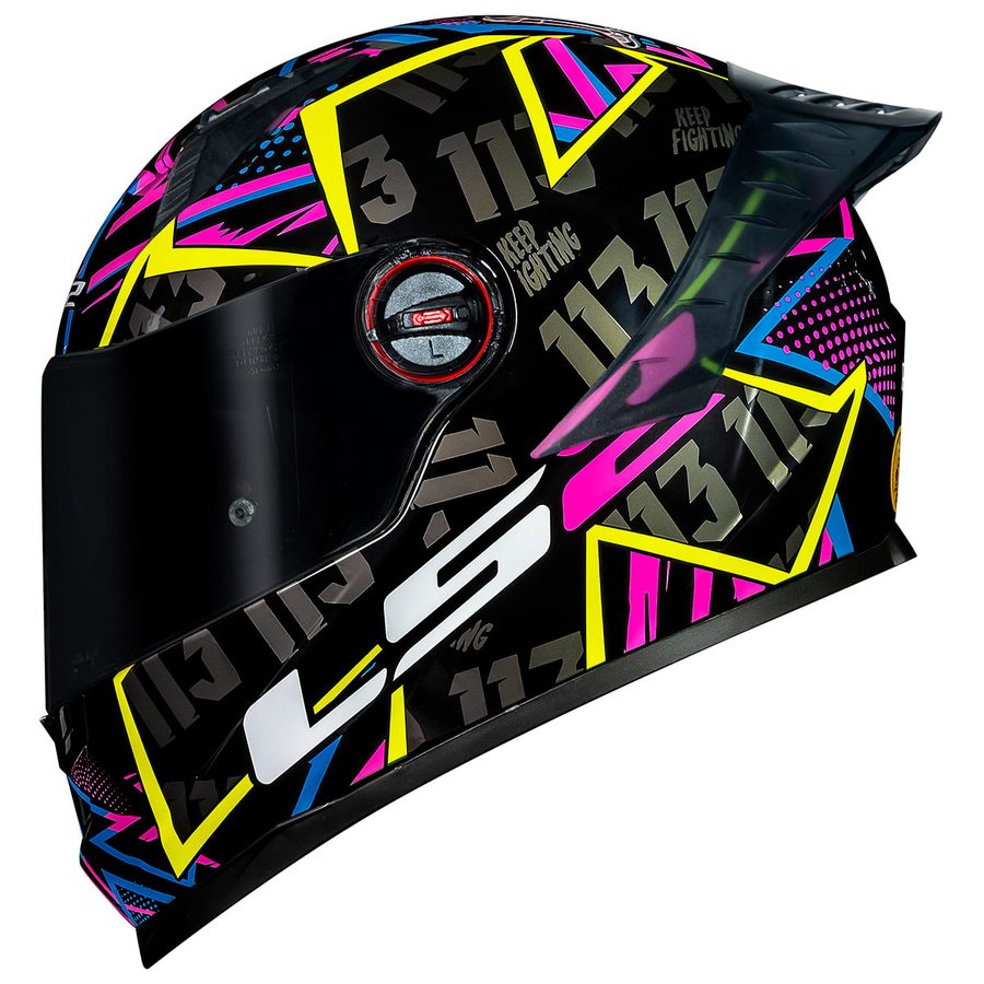 Capacete LS2 FF358 Pro Rafael Paschoalin Preto/Amarelo/Rosa