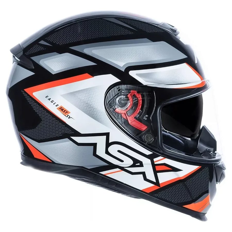 Capacete ASX Eagle SV Fast Brilho - Preto/Cinza/Vermelho
