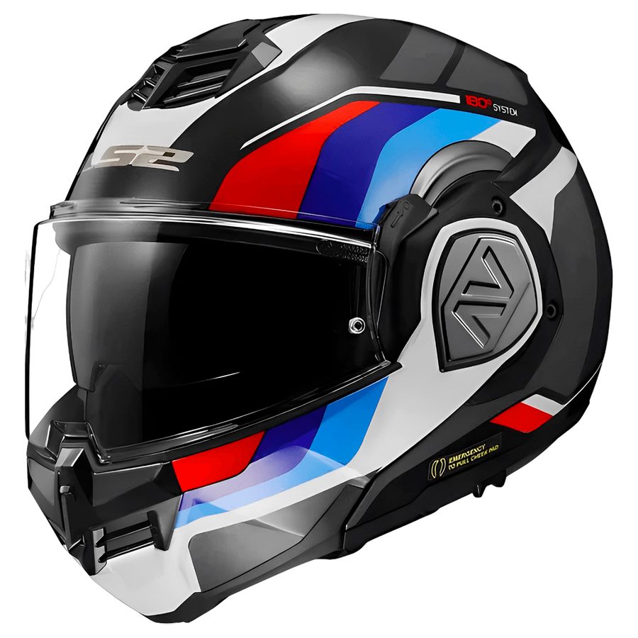 Capacete LS2 FF906 Advant Sport Azul Articulado/Robocop - Preto/Vermelho/Branco