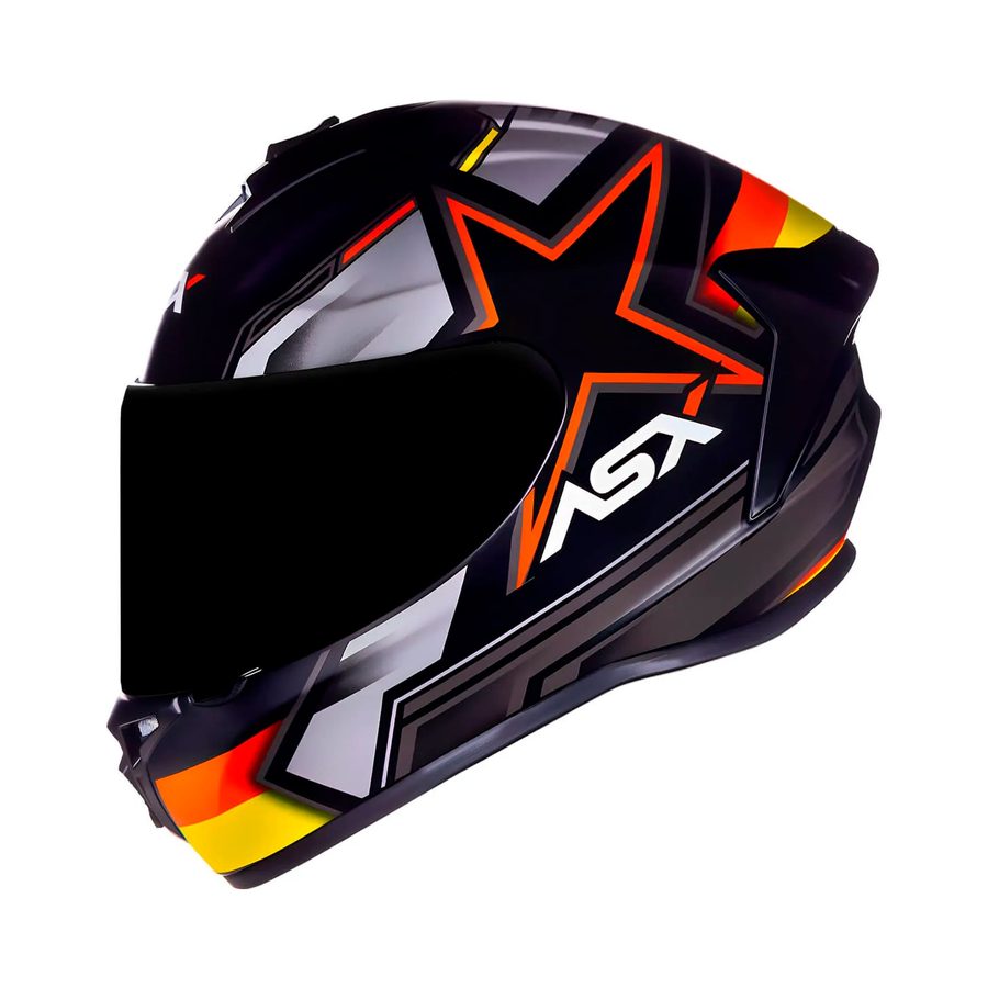 Capacete ASX Draken Pilot - Preto/Vermelho/Amarelo