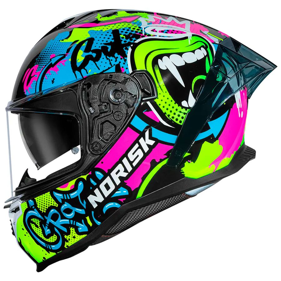 Capacete Norisk Strada 2 Wow Preto/Verde/Rosa