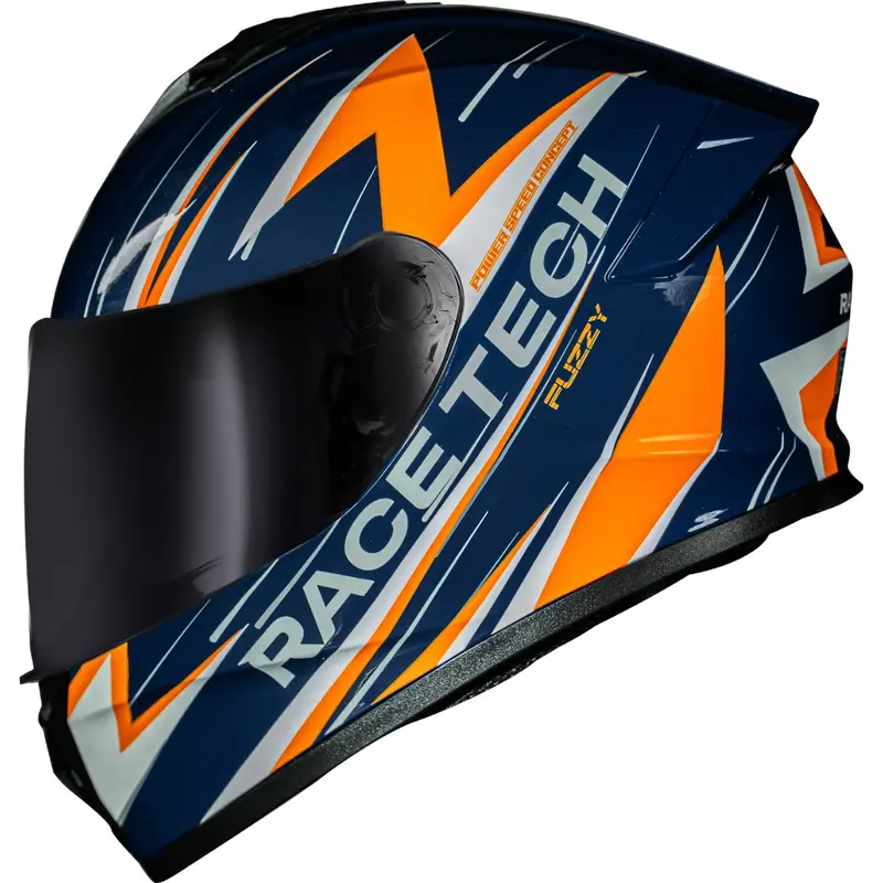 Capacete Race Tech Hit Fuzzy - Azul/Laranja