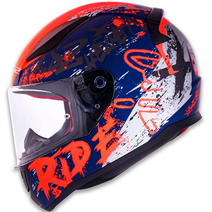 Capacete LS2 FF353 Rapid Naughty Fosco Azul/Laranja