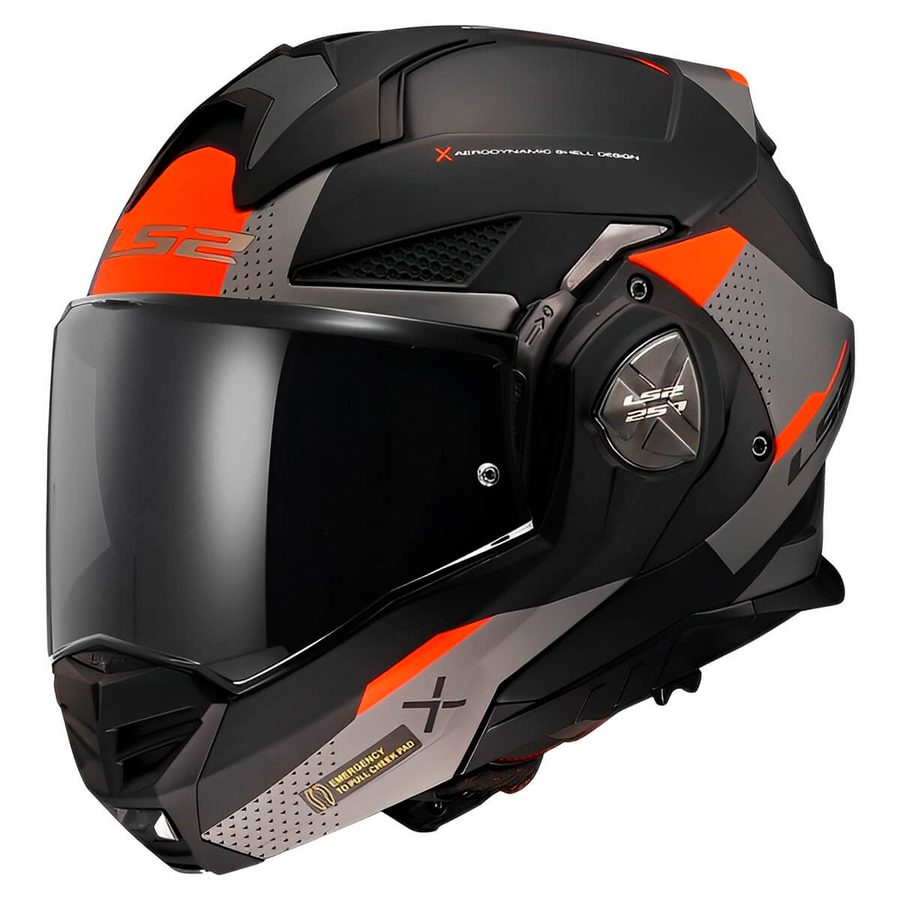 Capacete LS2 FF901 Advant X Oblivion Fosco Titânio Articulado/Robocop - Preto/Cinza