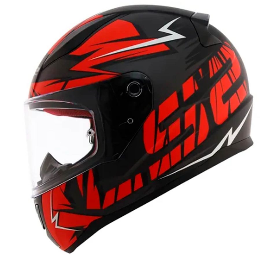 Capacete LS2 FF353 Rapid Cromo Fosco Preto/Vermelho