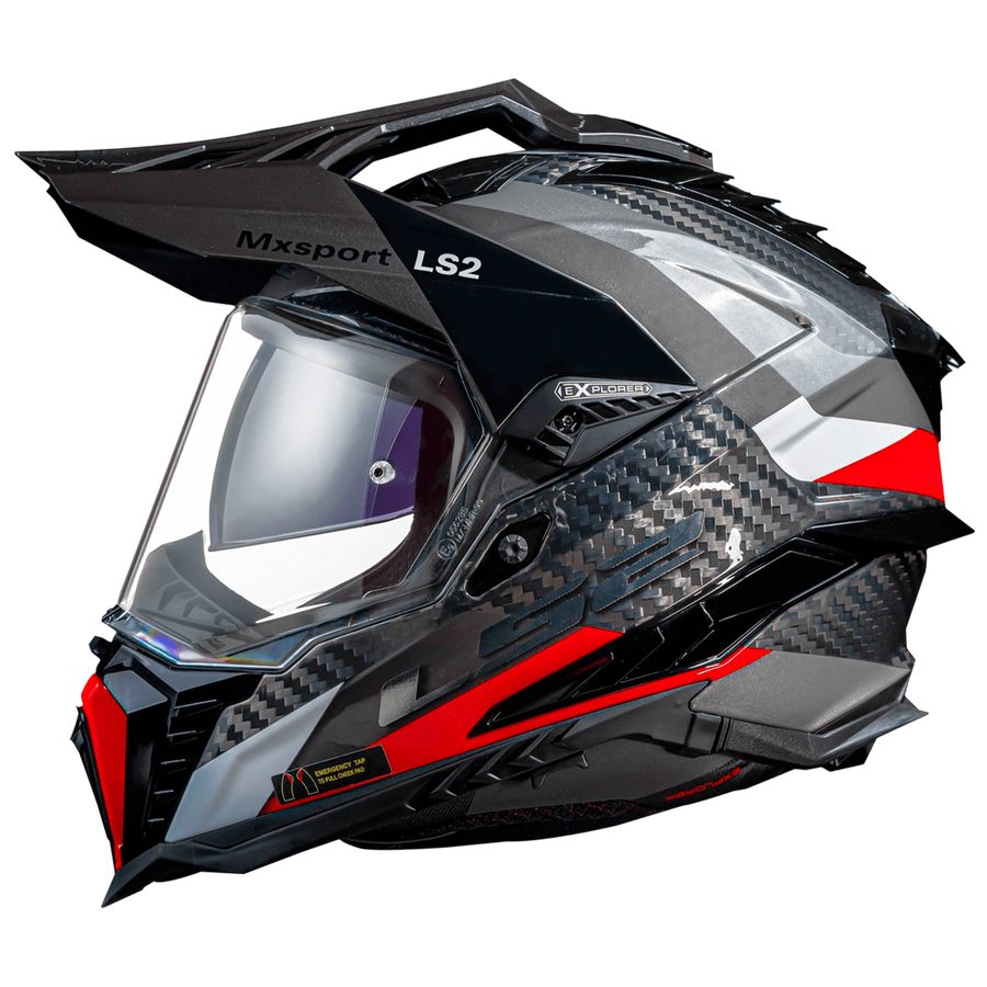 Capacete LS2 MX701 Explorer Frontier Titanium Cross/Off - Road - Vermelho