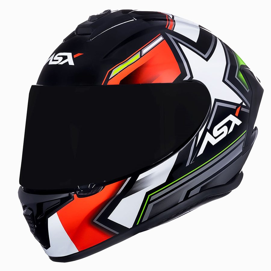 Capacete ASX Draken Pilot Brilho - Preto/Vermelho/Verde