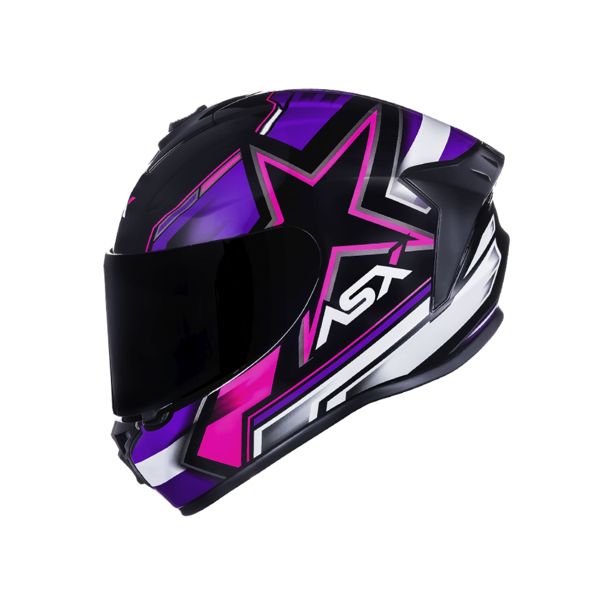 Capacete ASX Draken Pilot Brilho - Preto/Lilás/Rosa