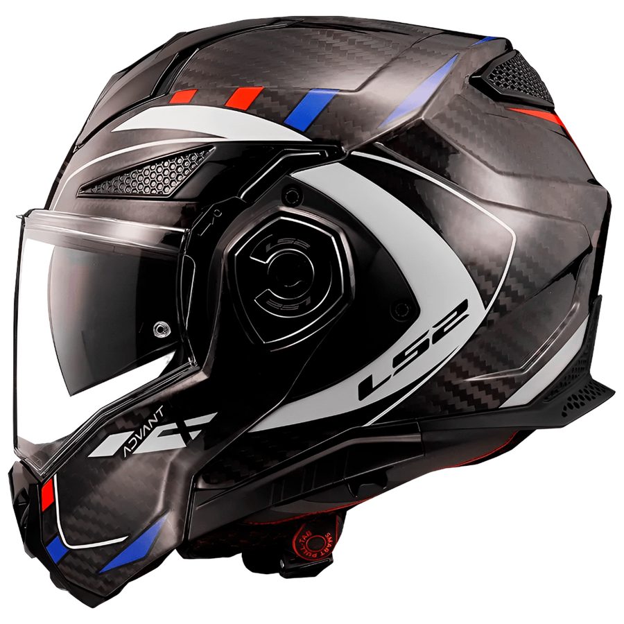 Capacete LS2 FF901 Advant X Carbon Future Articulado/Robocop - Branco/Azul/Vermelho