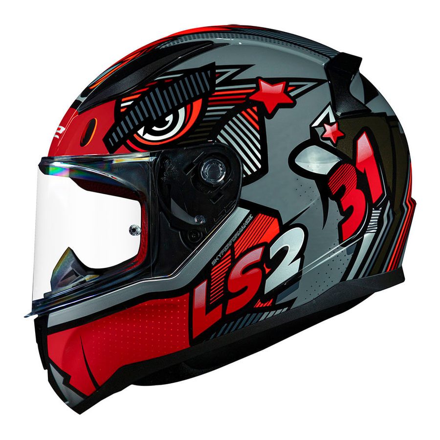 Capacete LS2 FF353 Rapid Khan Cinza Vermelho