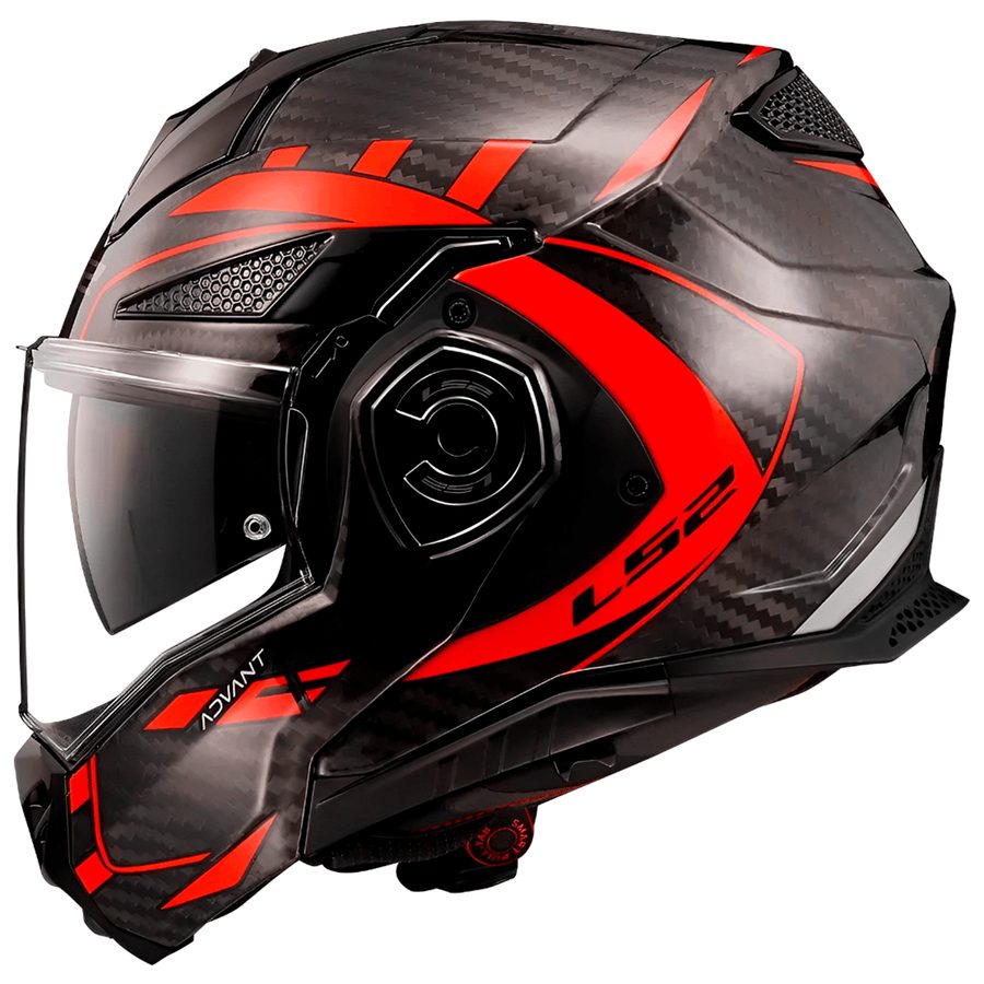 Capacete LS2 FF901 Advant X Carbon Future Articulado/Robocop - Vermelho