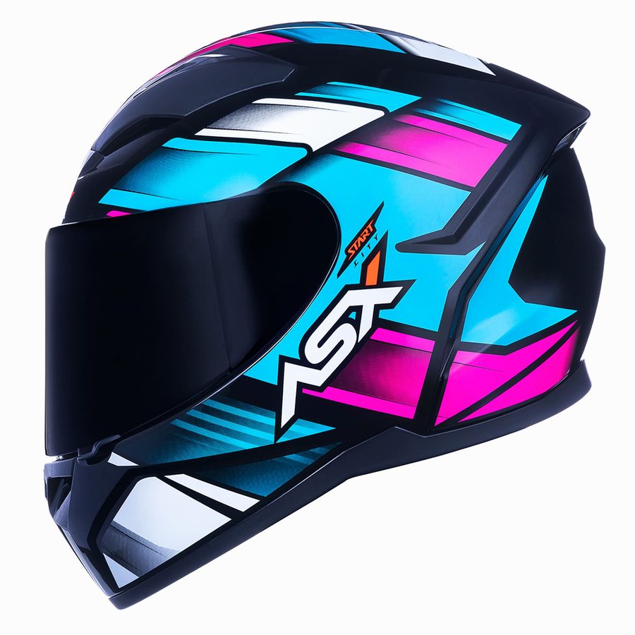 Capacete ASX City Start Brilho - Preto/Rosa/Turquesa