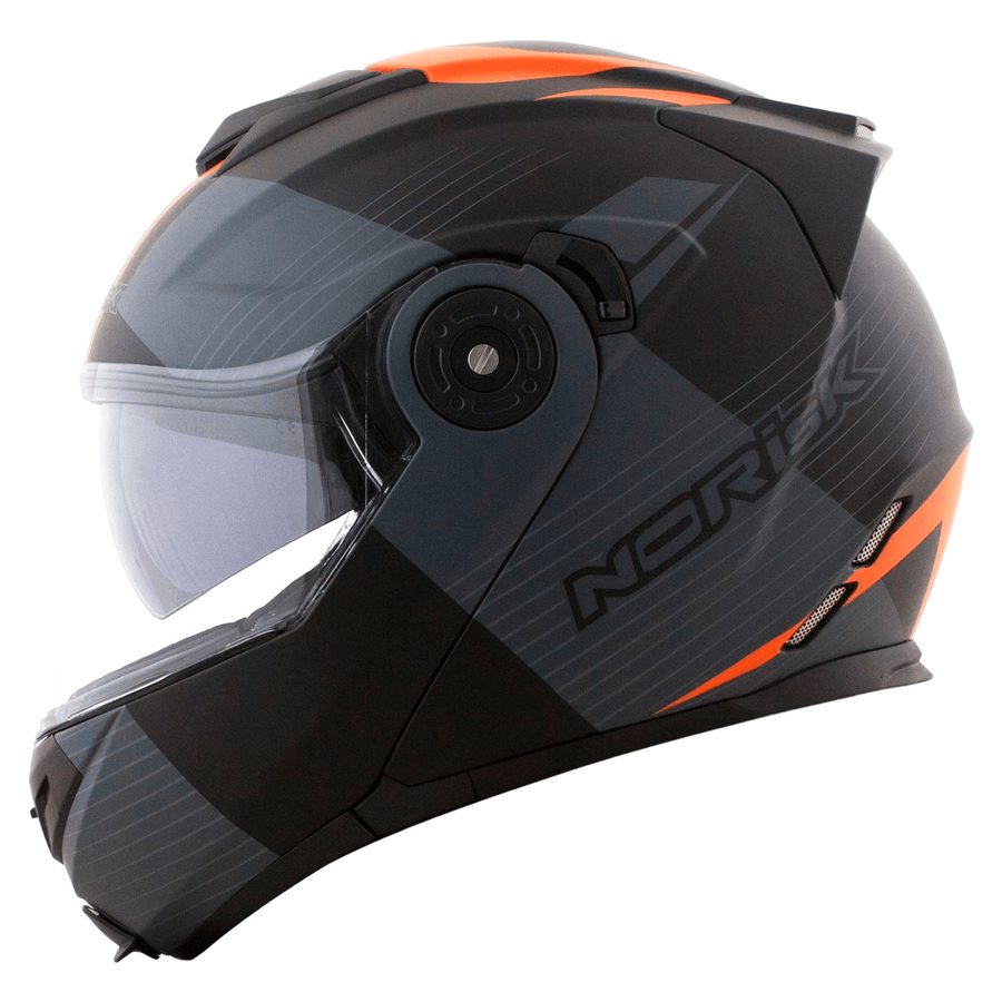 Capacete Norisk FF345 Stroke Pto Articulado/Robocop - Cinza/Laranja