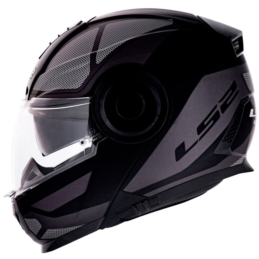 Capacete LS2 FF902 Scope Mask Articulado/Robocop - Preto/Titanium