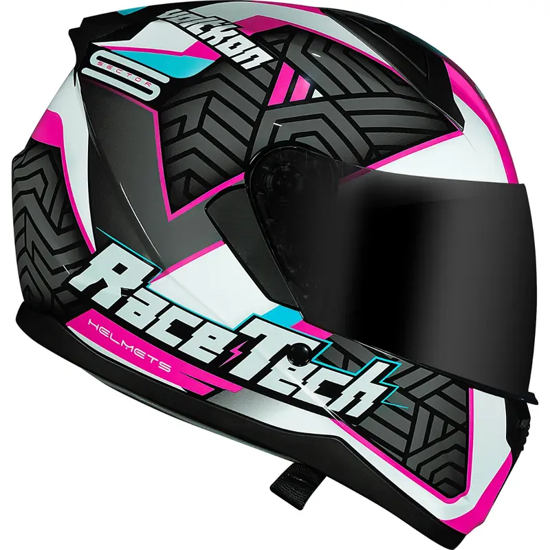 Capacete Race Tech Sector Voltkon - Branco/Rosa