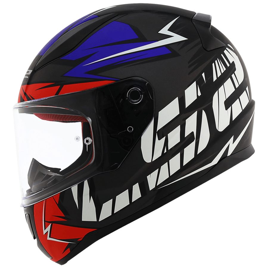 Capacete LS2 FF353 Rapid Cromo Fosco Azul Preto/Vermelho