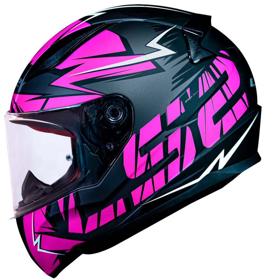 Capacete LS2 FF353 Rapid Cromo Fosco Pink Preto/Rosa