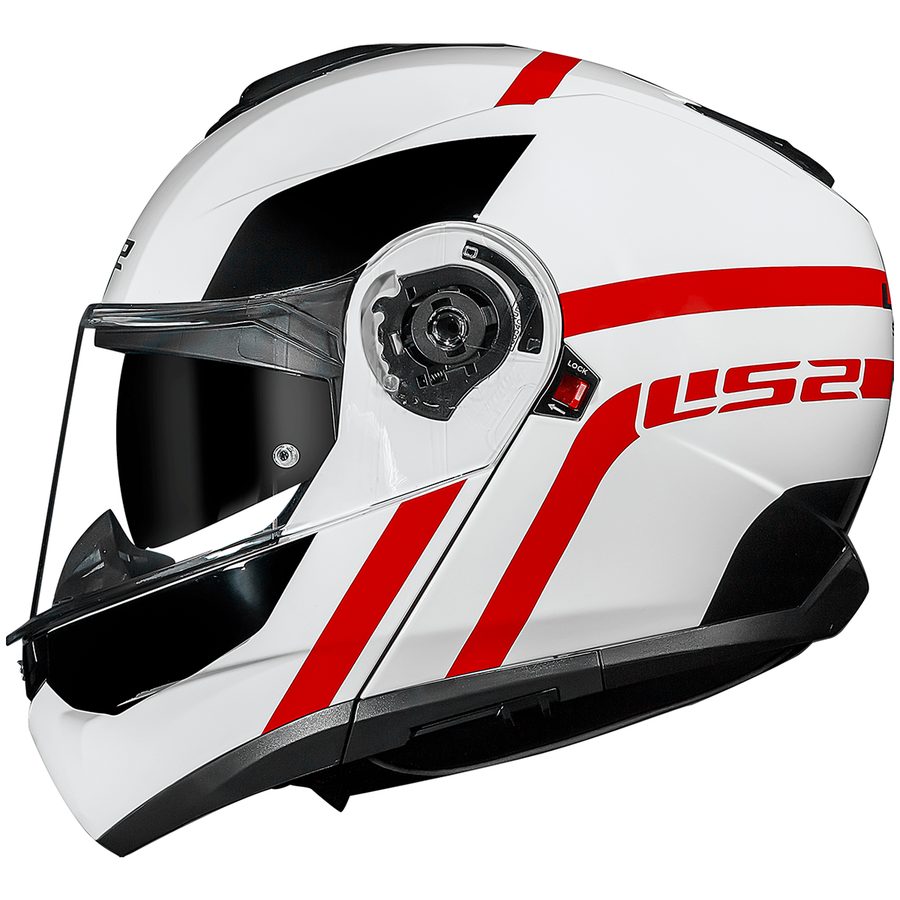 Capacete LS2 FF908 Strobe 2 Autox Articulado/Robocop - Branco/Vermelho