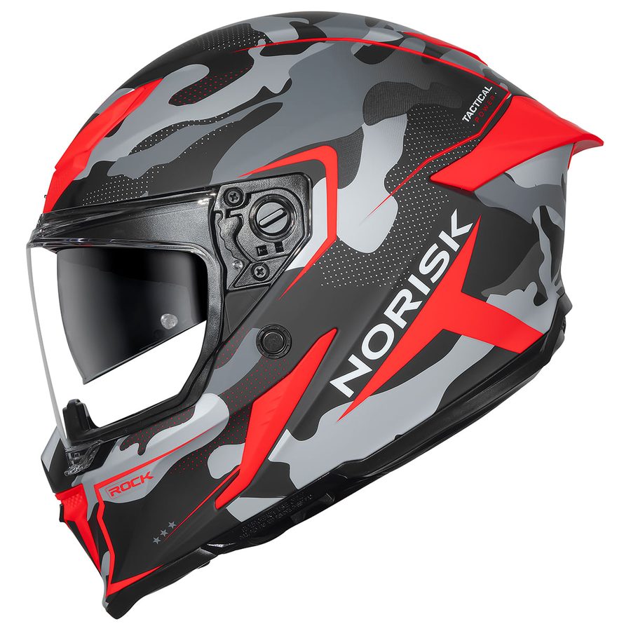 Capacete Norisk Rock Tatical Preto/Cinza/Vermelho